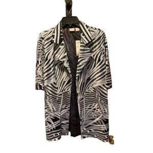 Chico's Travelers Whimsy Mesh Strip Jacket in Navy and White Size 1 NWT